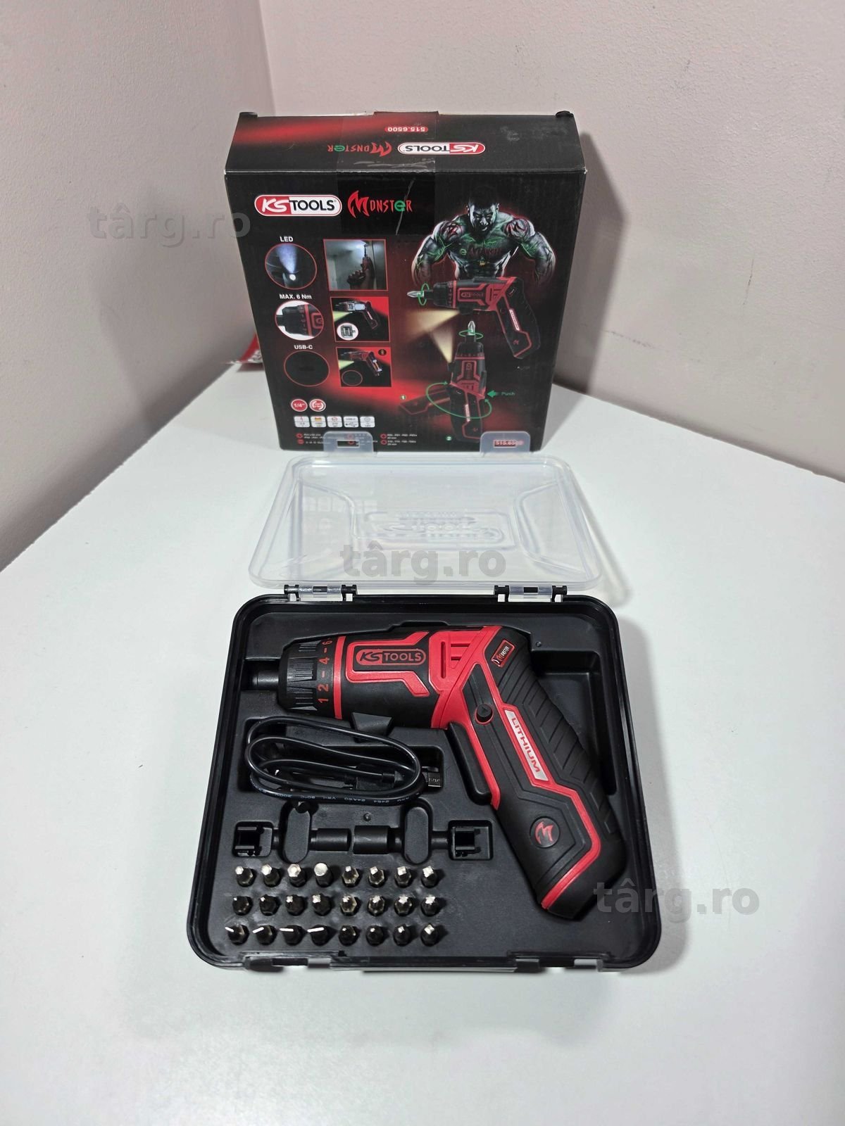 Ks Tools MONSTER Surubelnita cu acumulator + trusa de biti 3