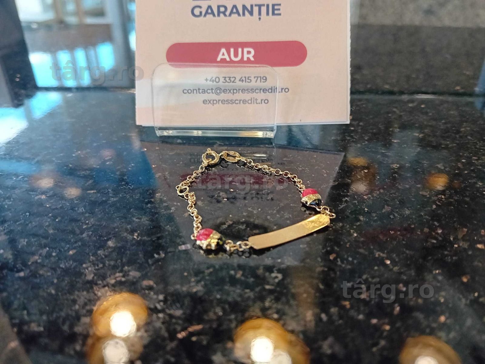 Bratara copii cu buburuze aur 14K 1.81g 13.5cm (Iulius Mall)(B-337) Garantie 2 ani!