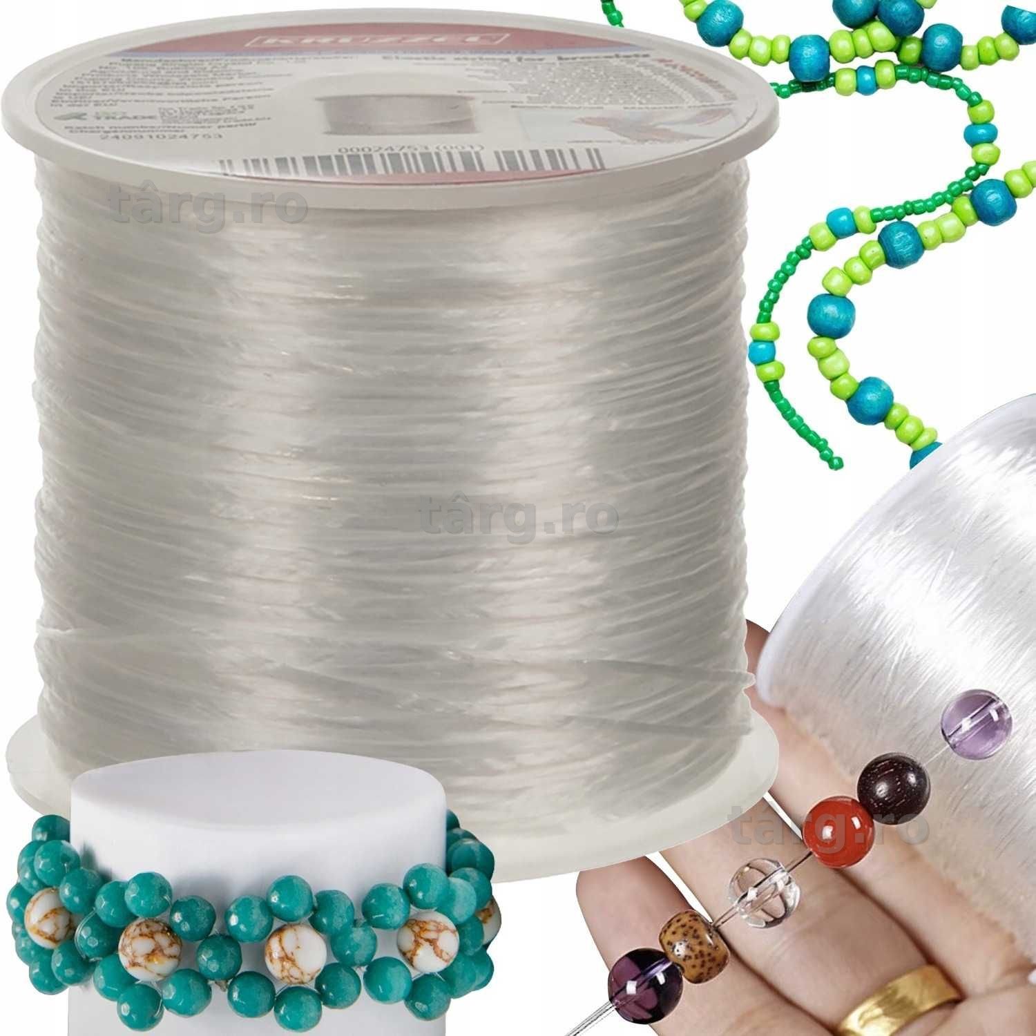Elastic pentru bratari 40m fir cauciucat 1mm pentru bijuterii handmade