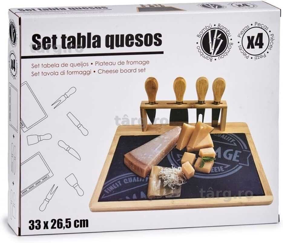 Set Tocator din Bambus cu 5 ustensile pentru Branzeturi DKD Home Decor
