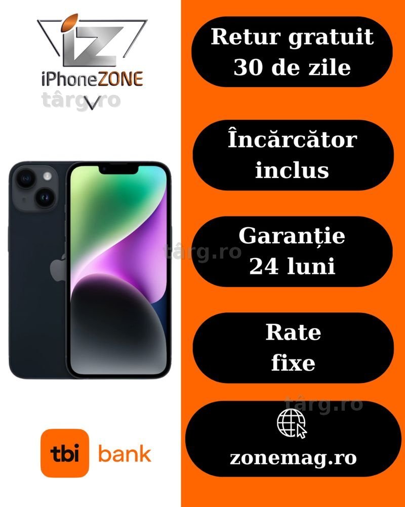 Iphone 14 128GB 100% Grad B Garantie 24 luni rate zonemag.ro