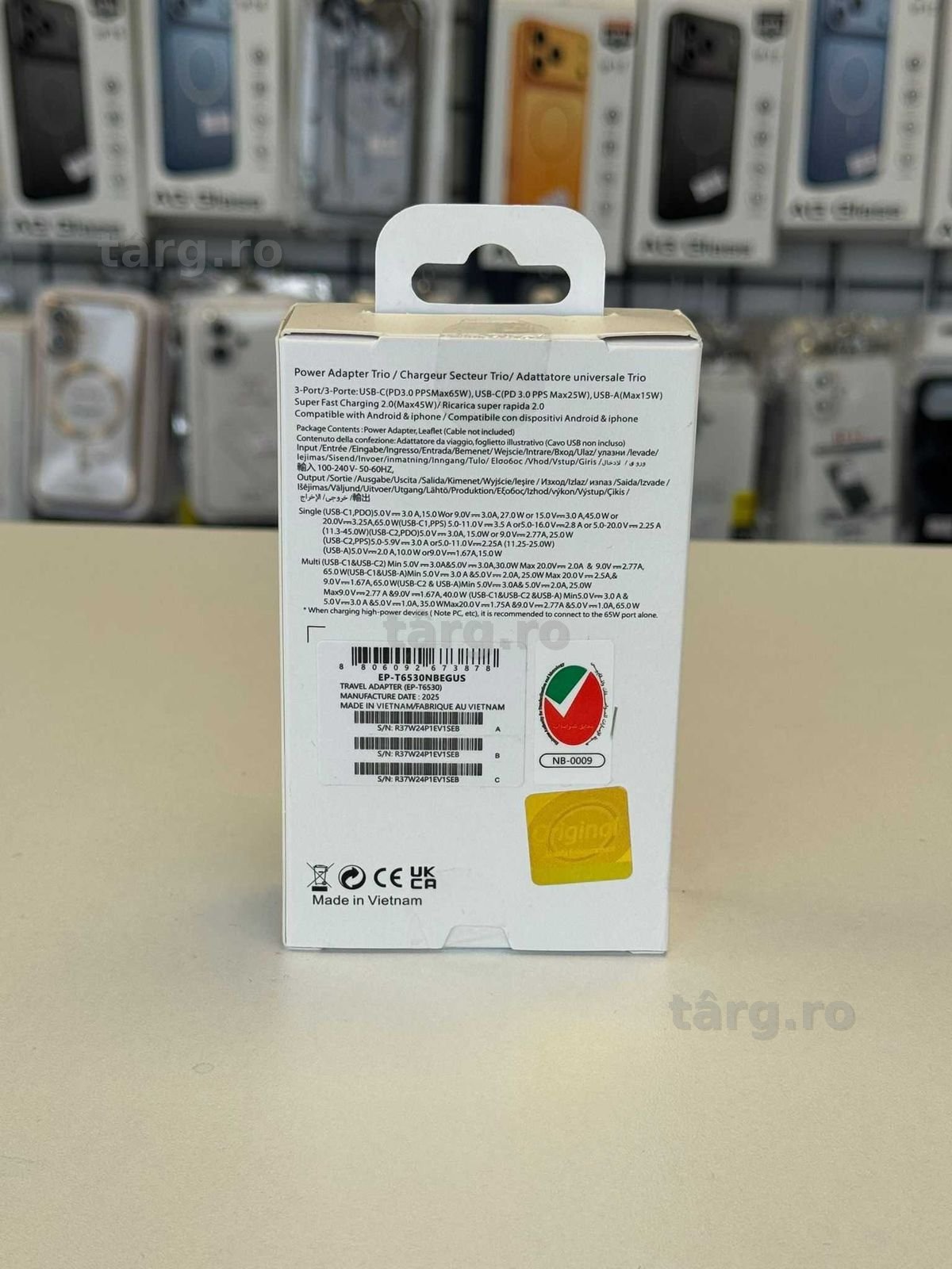 Trio adaptor cu iesire USB C/USB A, incarcare rapida, 65w 2