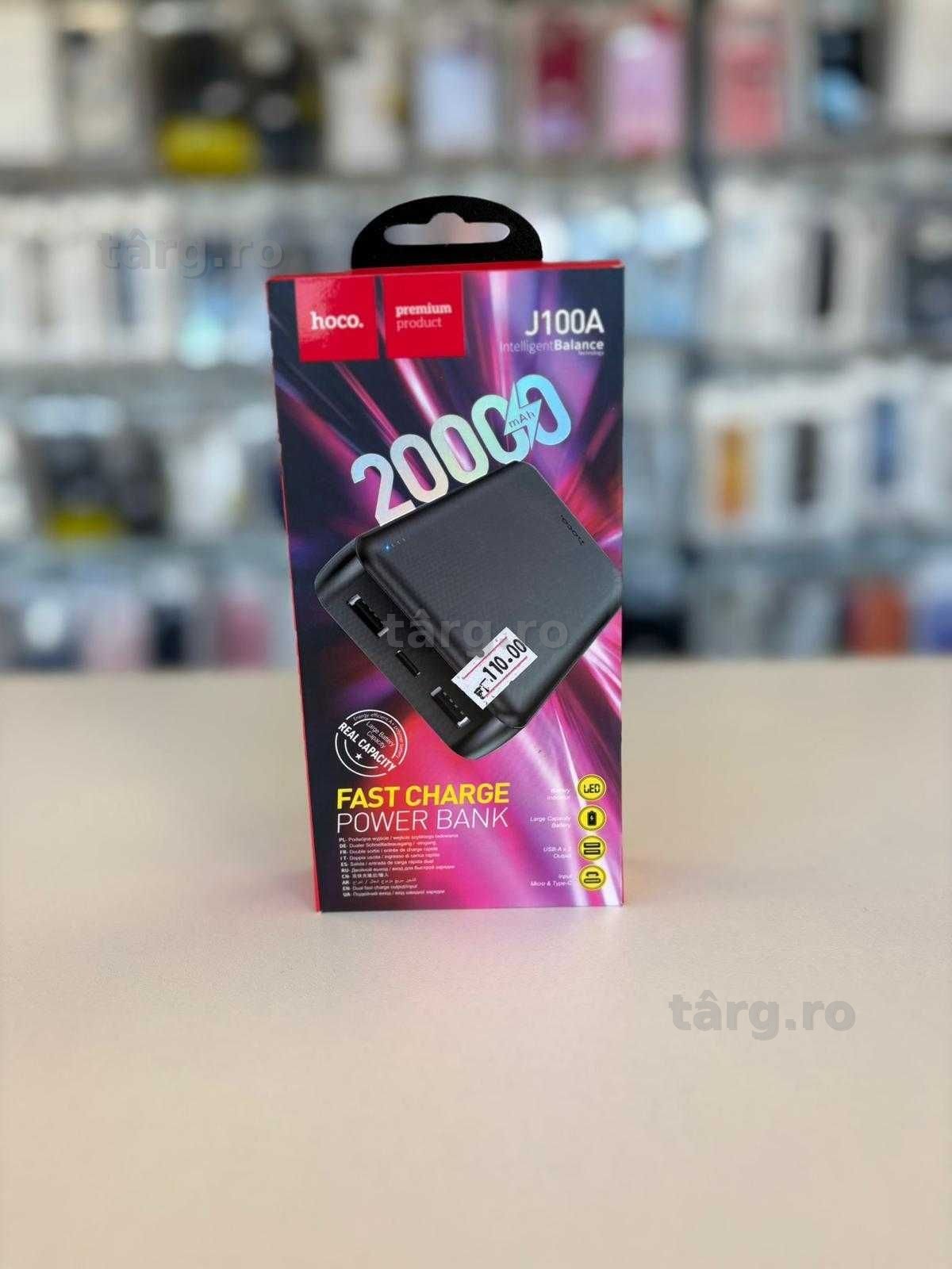Baterie Externa Hoco, 2xUSB-A, 20.000 MAh, Black