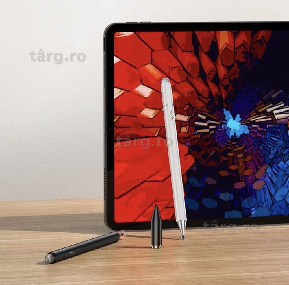 Stylus 3 in 1 Hoco, Smartphone si Tableta, Pix digital Touch, Alb 3