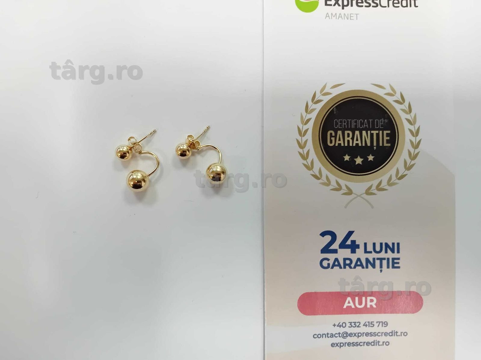 (Ag33) Cercei Aur 14K/Garantie 2 ani 2