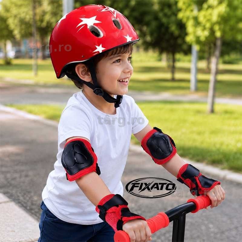Set Protectie Pentru Copii 7 in 1, Casca, Genunchiere, Cotiere si Aparatori Incheieturi pentru Bicicleta, Trotineta, Role 5