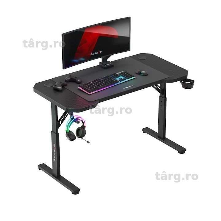 Birou De Gaming Huzaro Hero 2.6, cu mousepad, înălțime reglabilă
