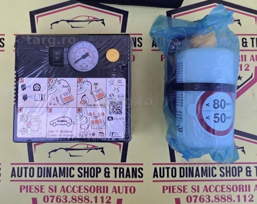 Compresor auto umflat roti soluție kit pană original Peugeot Citroen