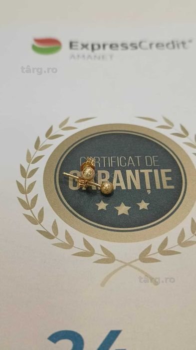 Cercei aur 18K 0.95gr (Ag24 Harlau B.45408.1) - Garantie 2 ani! 2
