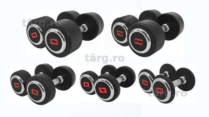 Pachet gantere fixe de 85 kg: 2x15, 2x12,5, 2x7,5, 2x5, 2x2,5