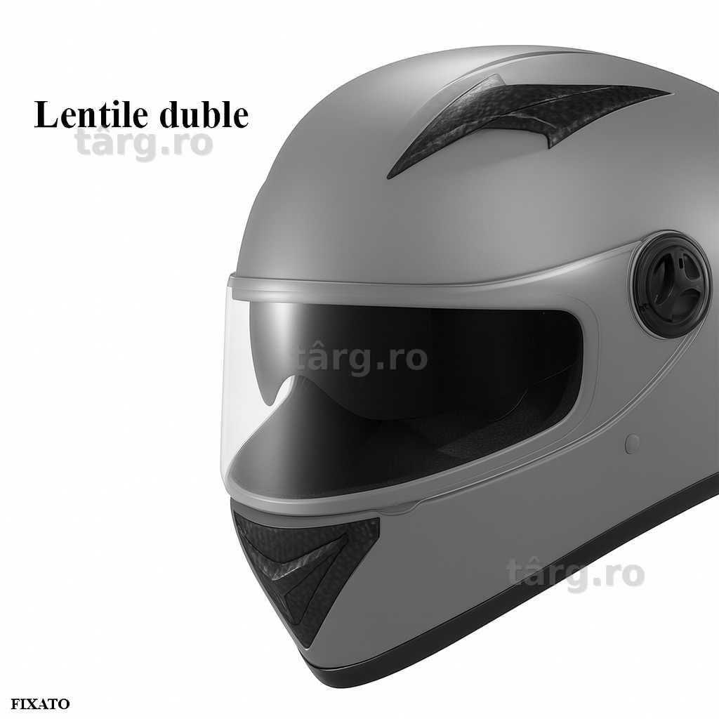 Casca Moto/Scuter/ATV, Viziera Dubla, Esarfa detasabila, Gri 5