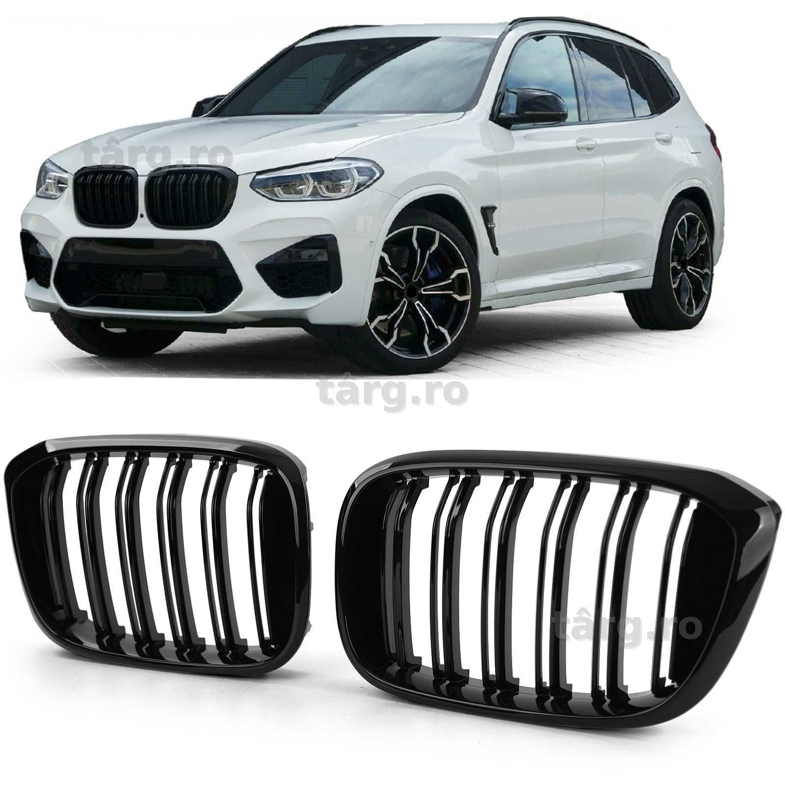 Grile Nari Duble M BMW X3 X4 G01 G02 2017+ Negru Lucios
