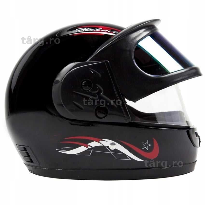 Casca Moto/Scuter/ATV, viziera dubla, marime universala, Negru 3