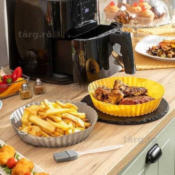 Set 2 Forme de copt din silicon pentru Airfryer sau Cuptor, cu pensula