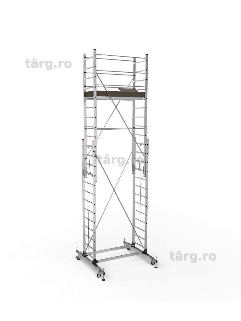 Schela mobila aluminiu telescopica 2x3,5(m), inaltime lucru 7 metri, o platforma 1,6x0,6(m), max 200kg/mp - CNO-SME-MEGA7