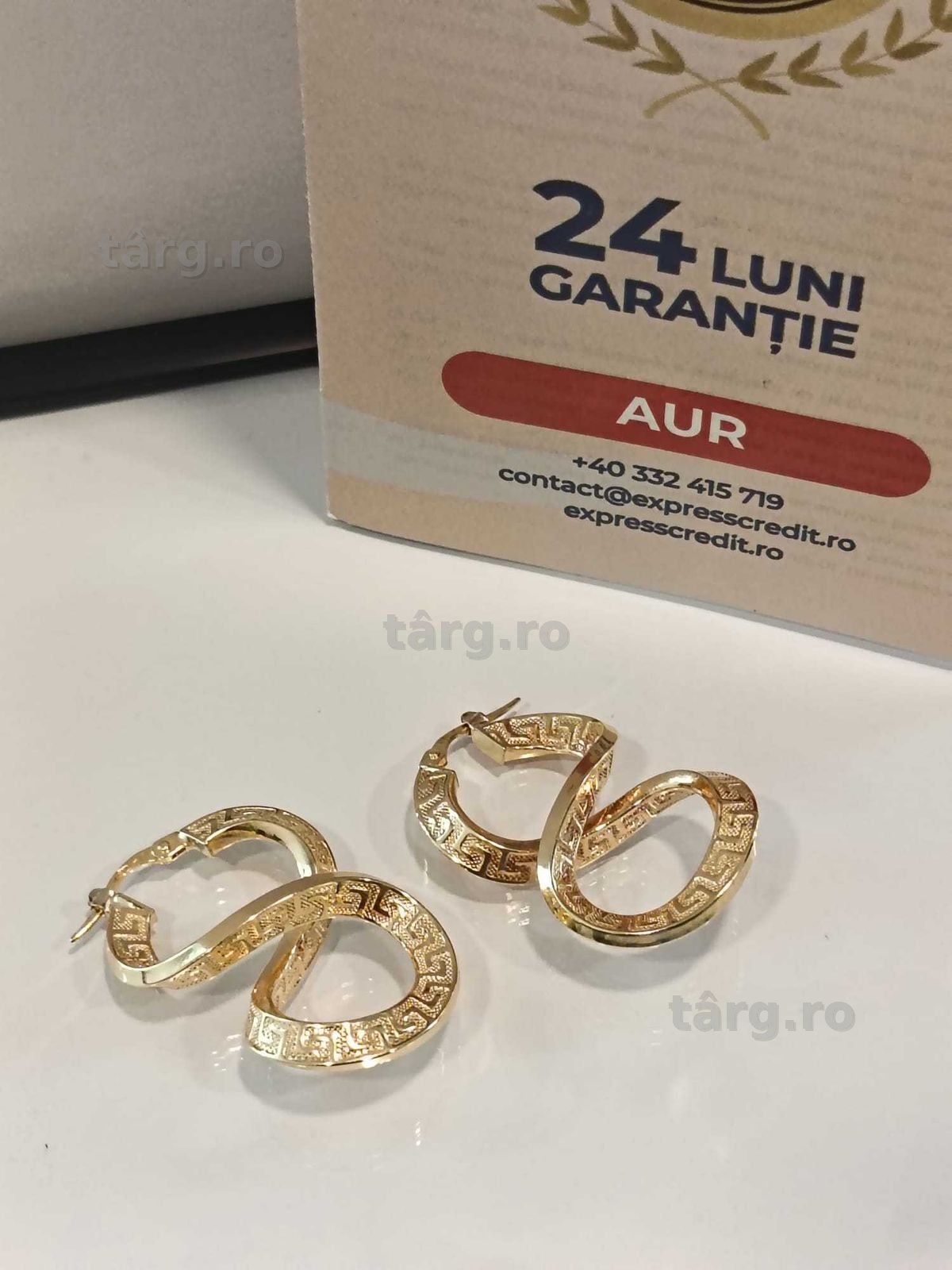 (AG41)Cercei aur, 18K b6170.3 Certificat de garantie