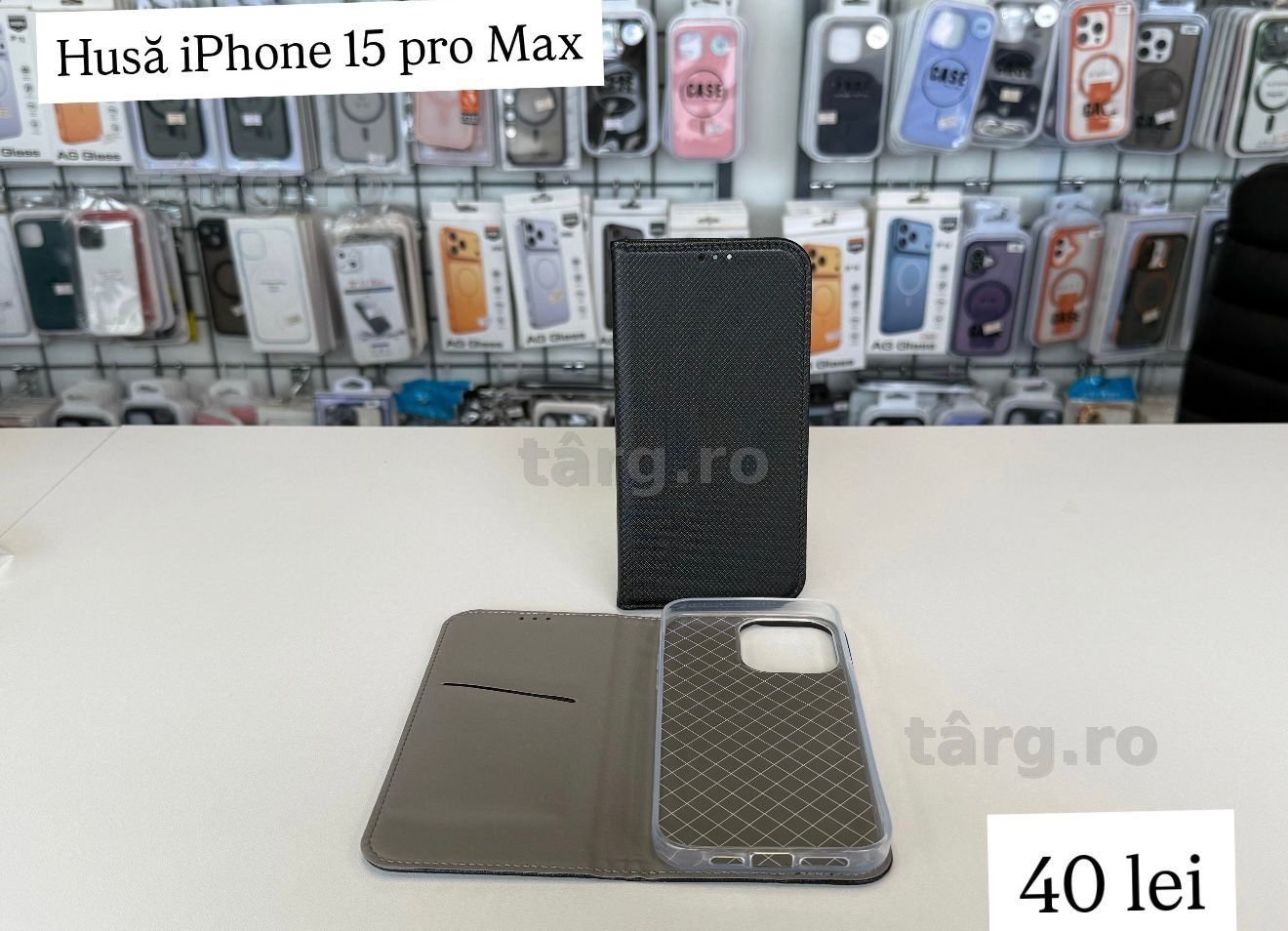 Husa tip carte - piele ecologica - iPhone 15 pro max 2