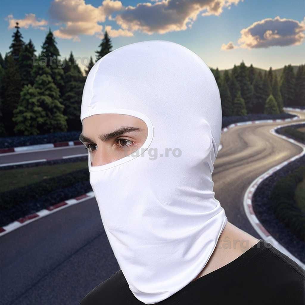 Cagula Moto, Unisex, Material elastic, respirabil, Marime universala, Alb 2