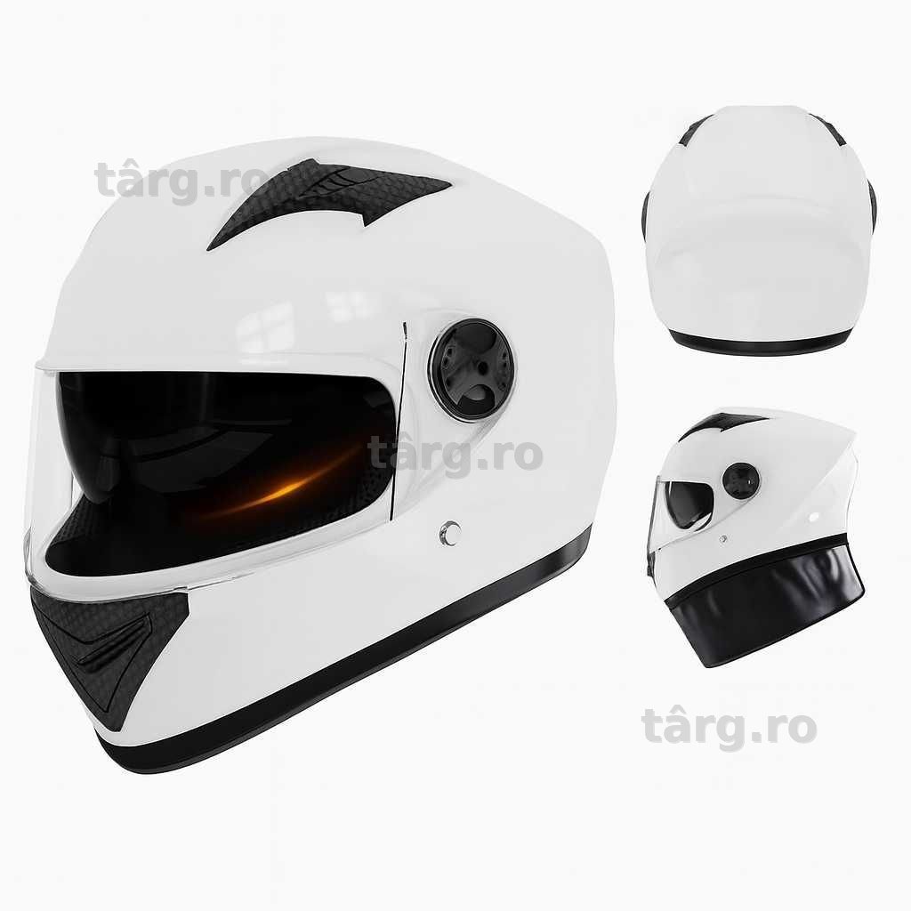 Casca Moto/Scuter/ATV, Viziera Dubla, Esarfa detasabila, Alb