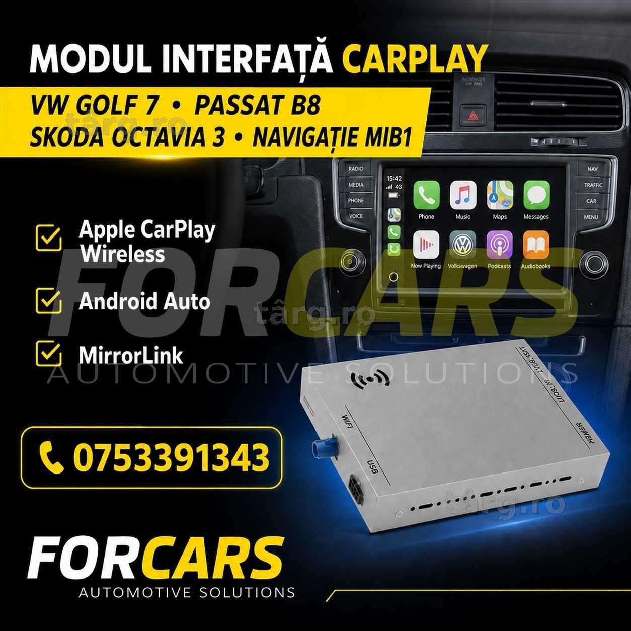 Modul Apple CarPlay Android Auto Volkswagen MIB1 Golf 7 Passat B8