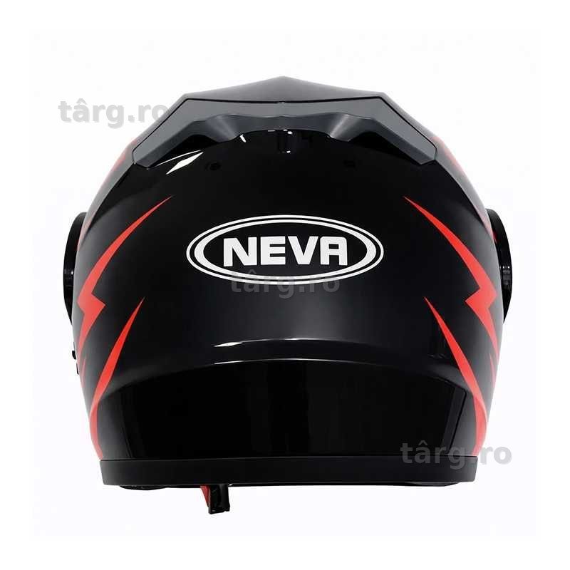 Casca Moto/Scuter/ATV Flip-Up, viziera dubla, Negru cu Rosu, L 59-60cm 7