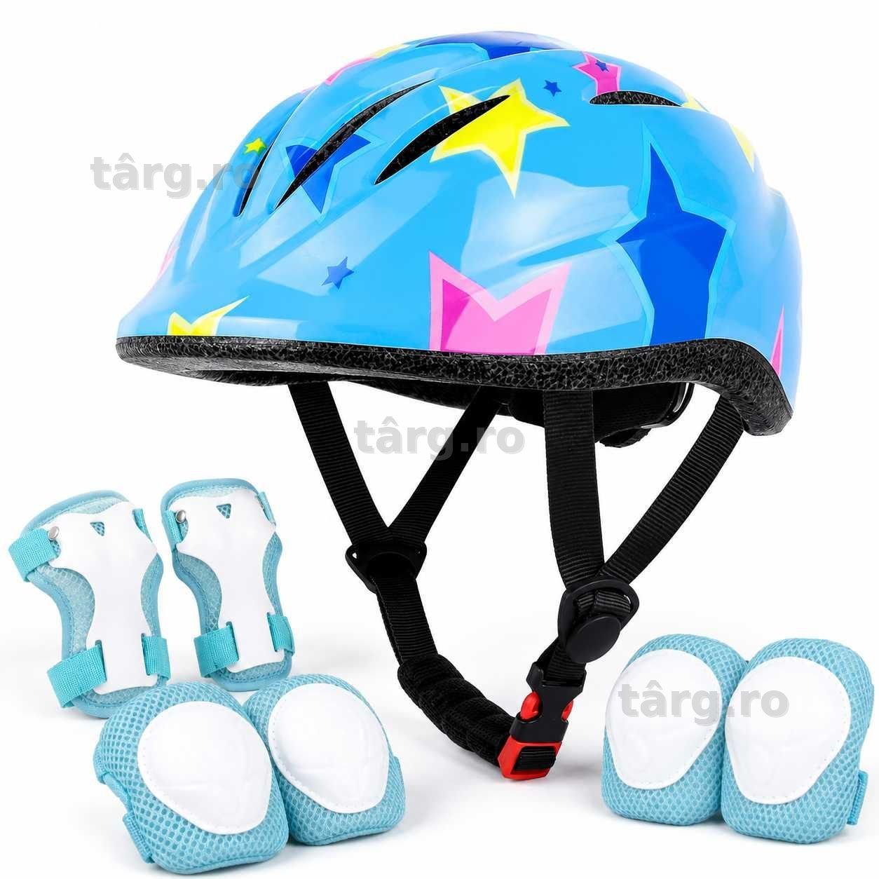 Set Protectie Pentru Copii 7 in 1, Casca cu Marime Reglabila, Genunchiere, Cotiere si Aparatori Incheieturi pentru Bicicleta, Trotineta, Role