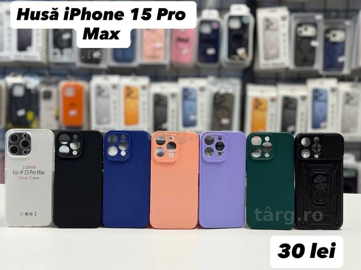 Husa silicon, folie, cablu, incarcator iPhone 15 Pro Max