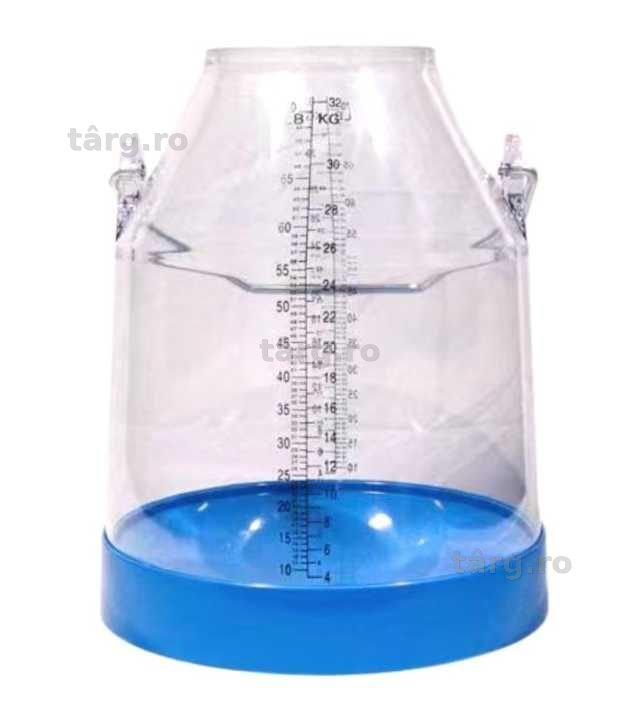 Bidon colectare lapte transparent 32 L UKAL – recipient policarbonat gradat pentru uz alimentar