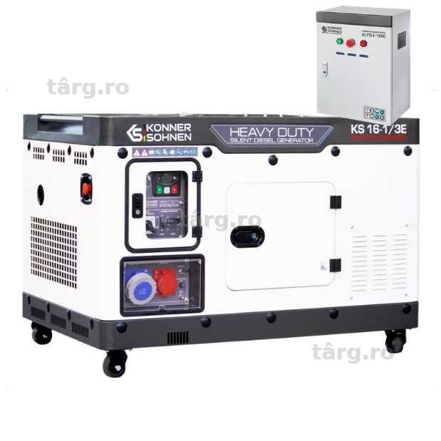 Generator de curent diesel trifazat Konner Sohnen KS 16-1/3E, 230V/400V, 20kVA ATS inclus
