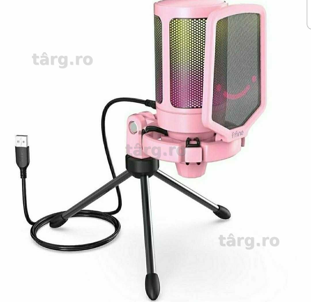 Microfon pentru gaming, Fifine A6V, roz