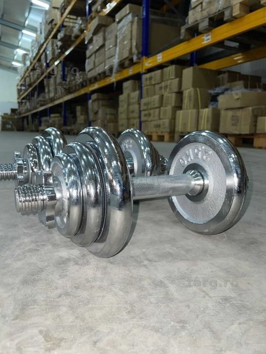Set gantere reglabile 22 kg cu discuri chromate