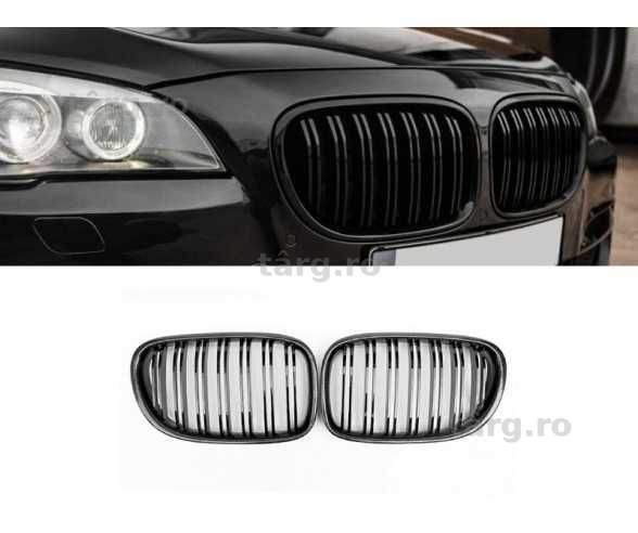 Grile Nari Duble M Look BMW Seria 7 F01 F02 F03 F04, Negru Lucios