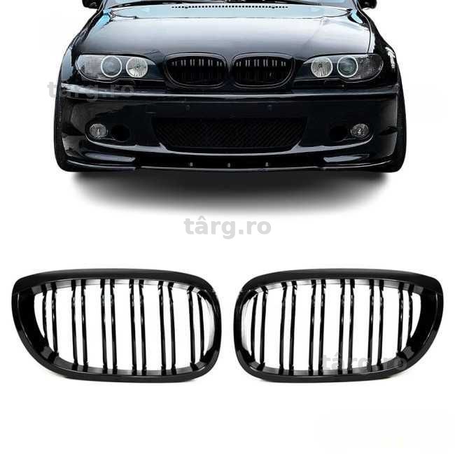 Grile Nari Duble Capota BMW E46 Cabrio Coupe Facelift 2003-2006, Negru