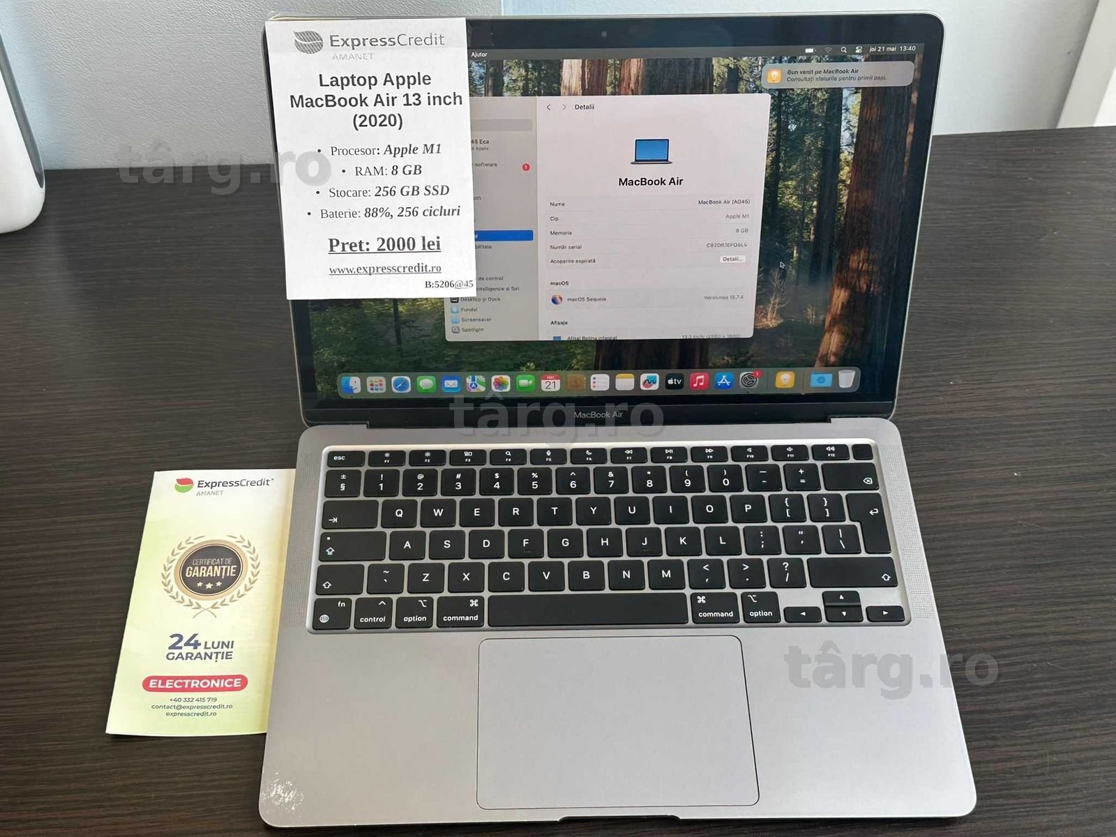 (Ag45 B.5206.45)  Laptop Apple MacBook Air 13 -Garantie 24 luni !