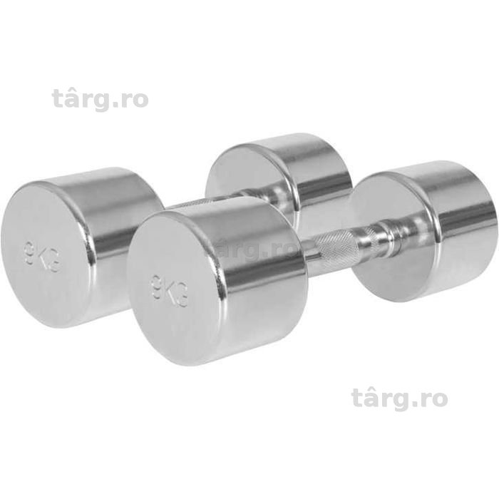Set de 2 Gantere cromate cu greutate fixa 18 KG - 2 x 9 KG
