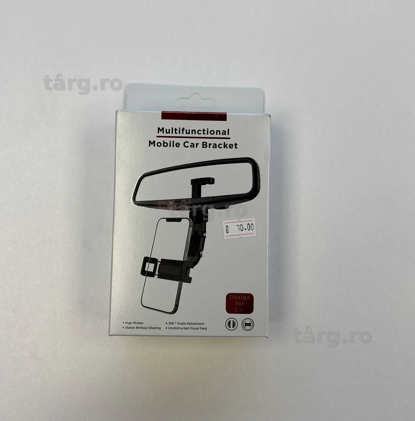 Suport auto pentru telefon cu prindere la oglinda retrovizoare, Negru 2