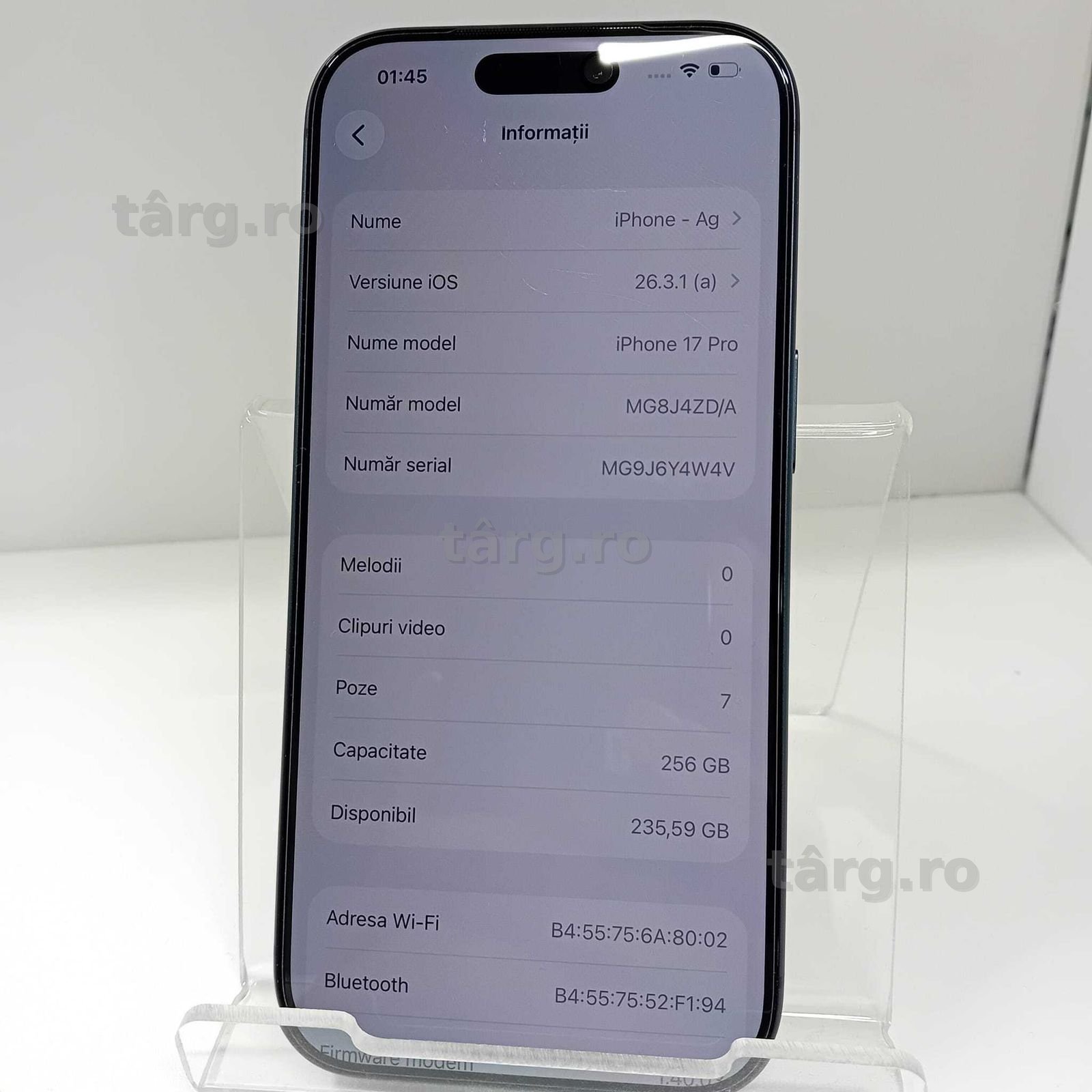 Iphone 17 Pro 256Gb 24 cicluri incarcare (ag49 Esplanada b.9160) Garantie 2 Ani! 4