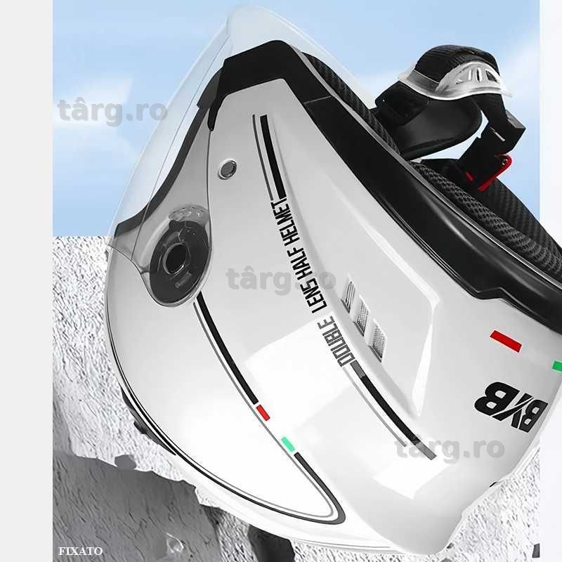 Casca Moto/Scuter/ATV, viziera dubla, marime universala, Alb 4