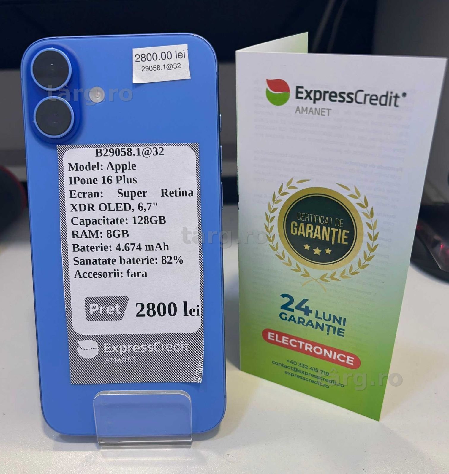 Telefon iPhone 16 PLus (AG32 B29058.1) 2 ANI GARANTIE! 2