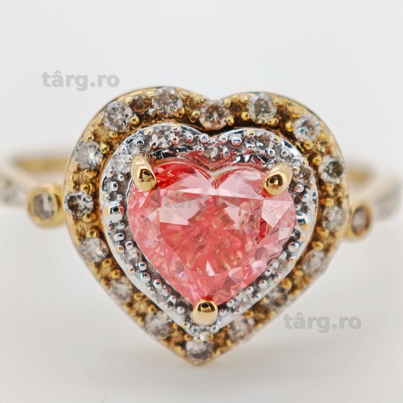 Inel aur 14k cu DIAMANT ROZ 1.35ct pret initial 25.000lei