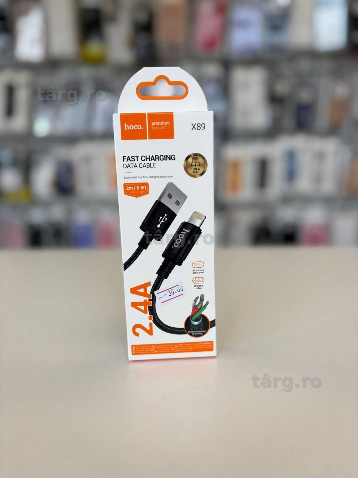 Cablu Date si Incarcare 2m, USB la Lightning, Hoco (X89) 2.4A 2