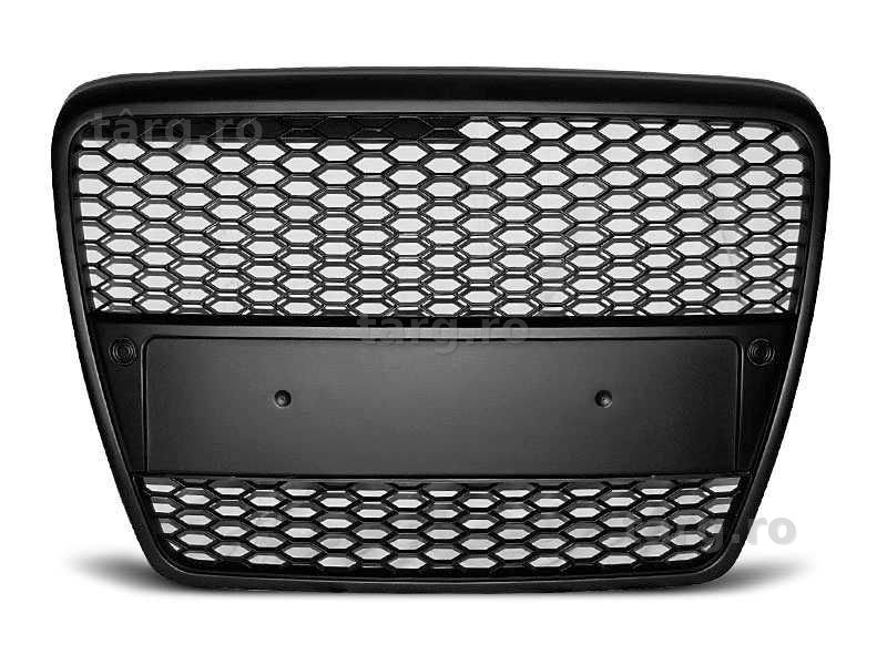 Grila fara emblema pentru Audi A6 C6 tip RS Negru mat