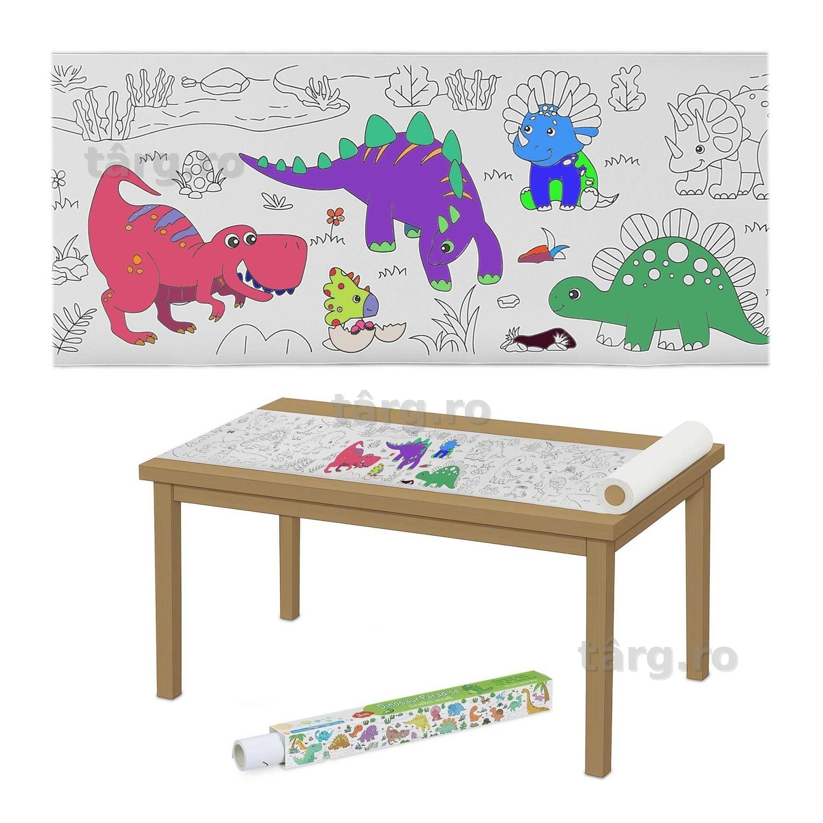 Rola hartie de colorat pt copii XXL autoadeziva Dinosaur 300 x 38.5 cm