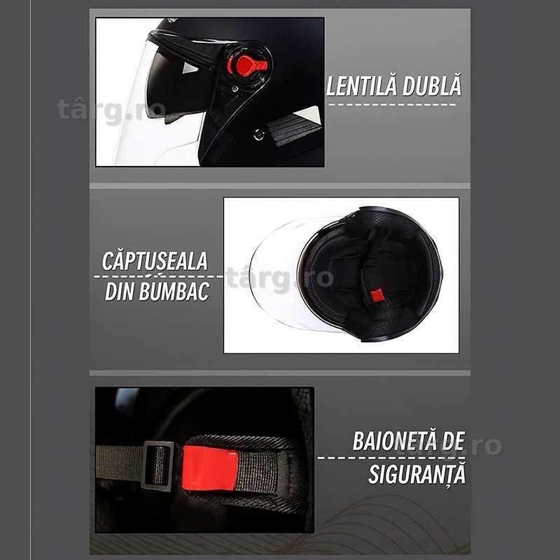 Casca Moto/Scuter/ATV, viziera dubla, marime universala, Negru Mat 5