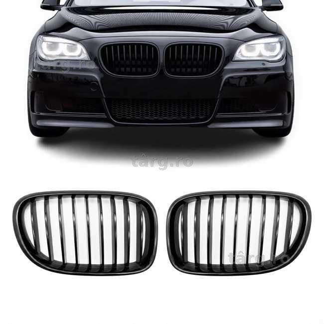 Grile Bara Fata Nari Simple BMW Seria 7 F01 F02 F03 F04, Negru Lucios