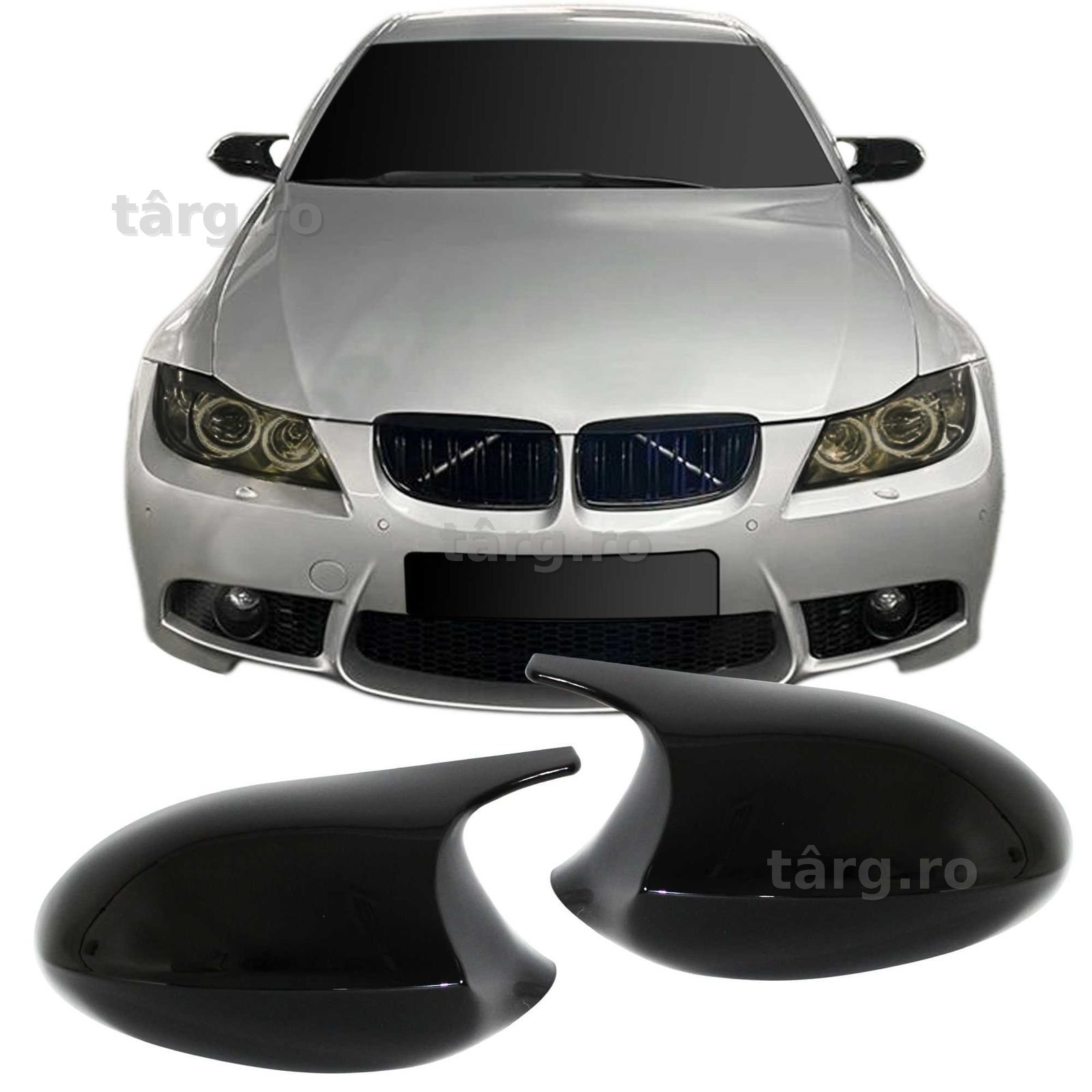 Capace oglinzi negru lucios BMW E90, E91, 2005-2008 pre-facelift