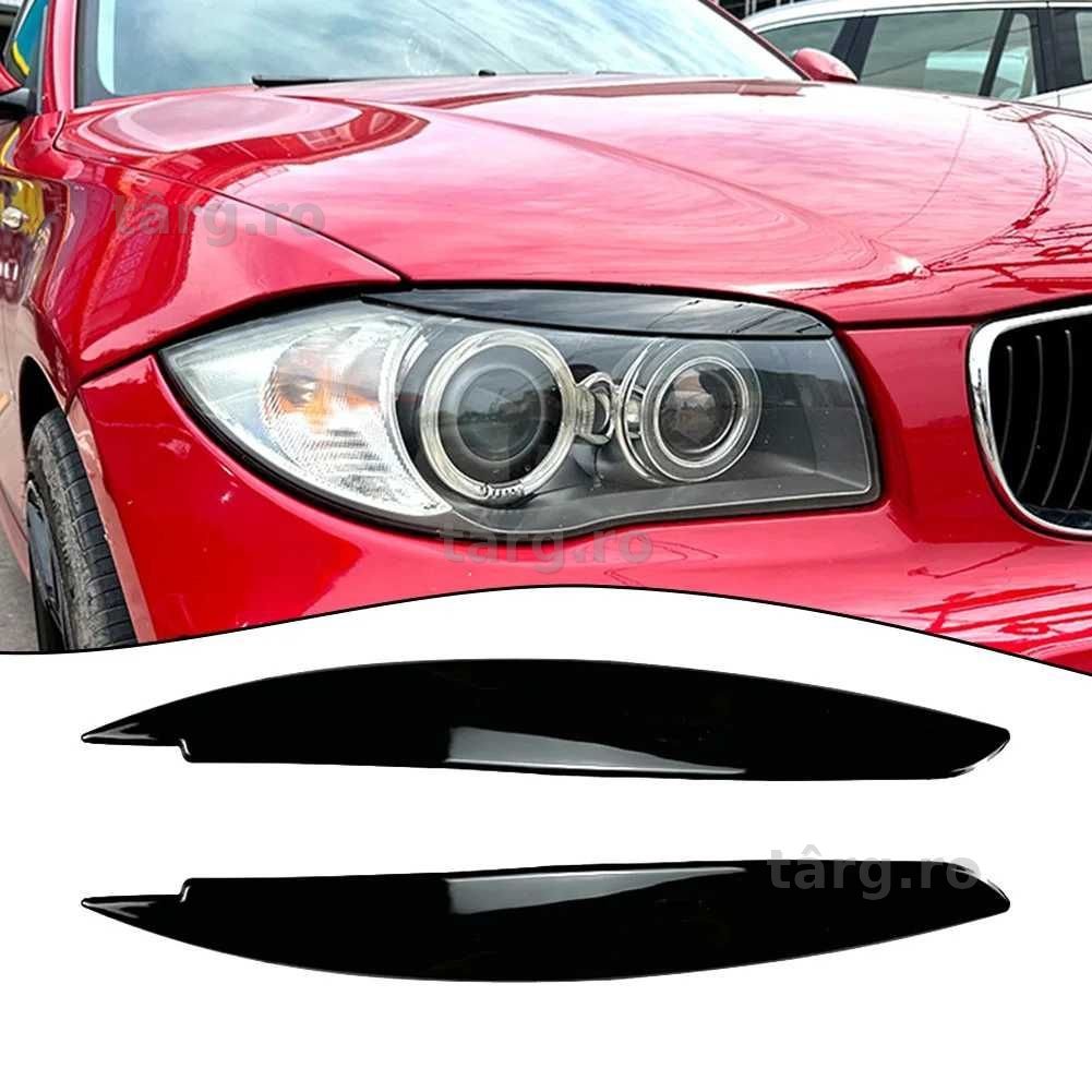 Set 2 Pleoape Faruri Far BMW E87 E88 E81 E82, 2008-2013, Negru Lucios