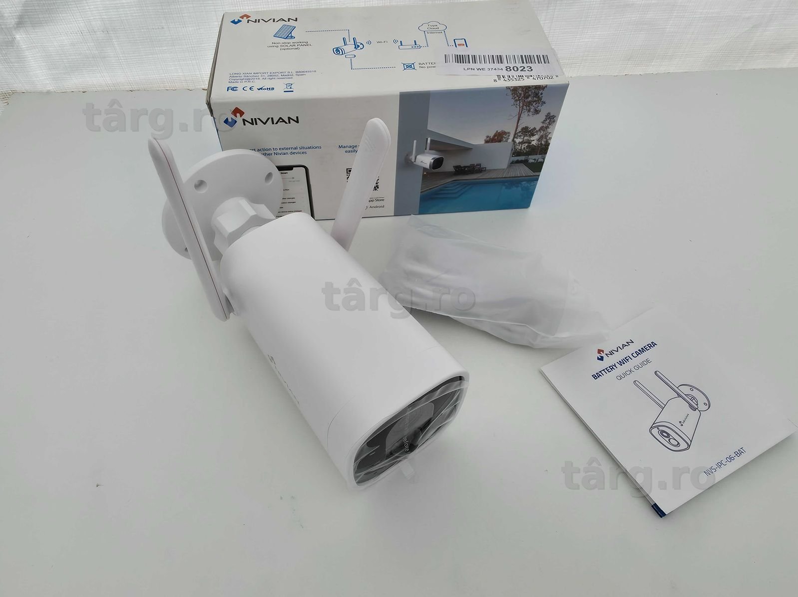 NIVIAN NVS IPC 06 BAT Cameră Wi-Fi de exterior 1080p cu inteligență artificială, cu baterie 10.400 mAh 4