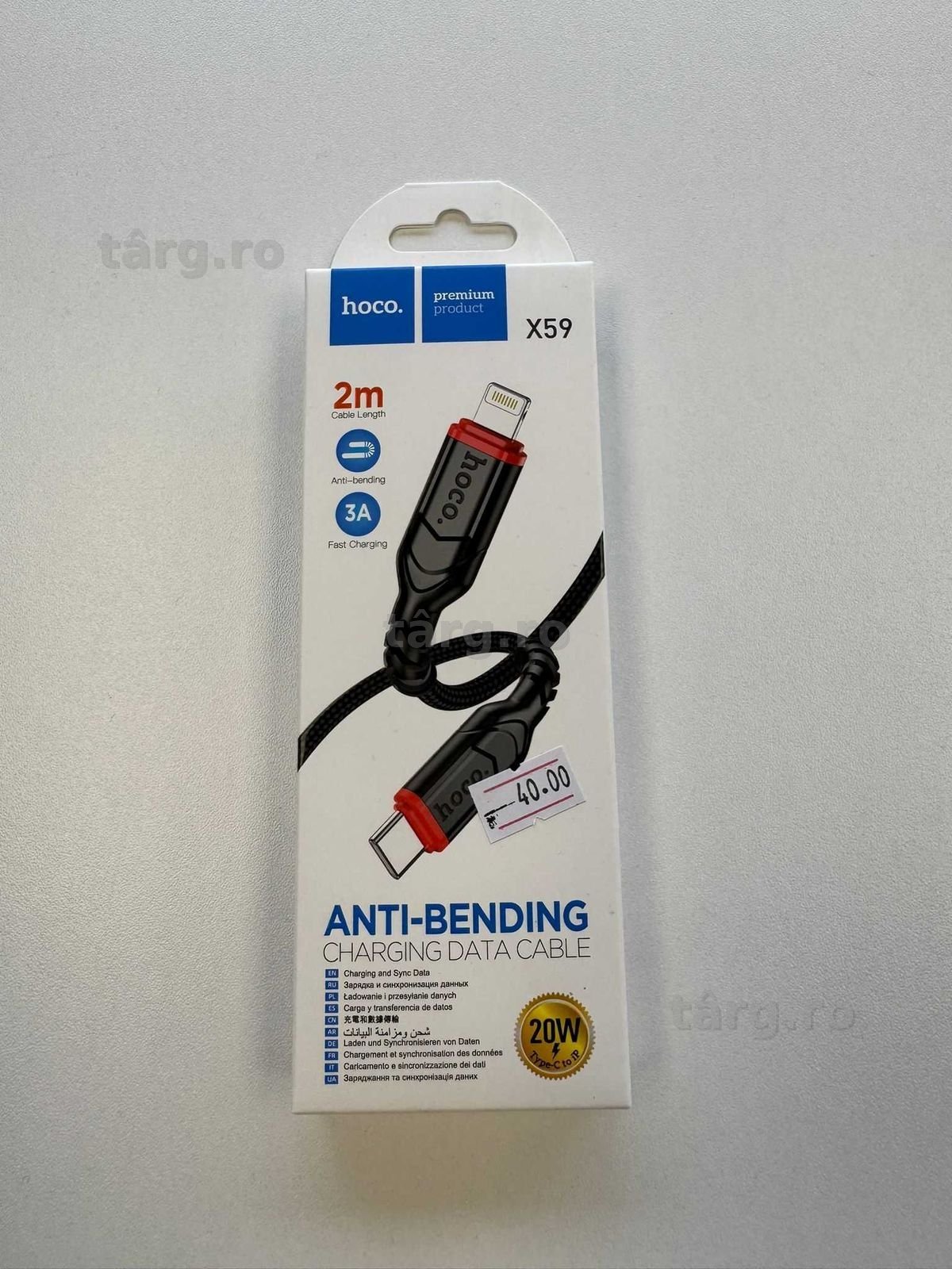 Cablu Date si Incarcare Rapida USB C - Lightning, 20W, Lungime 2M 2