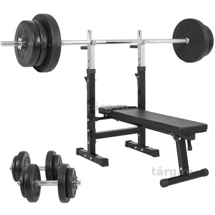 *Banca piept cu suport reglabil + set de greutati 70kg